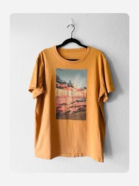 ★ Original Use Unisex 100% Cotton Fashion Forward Sunset Casual Tee Orange L ★